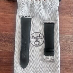 Hermes Black Leather Watch Strap